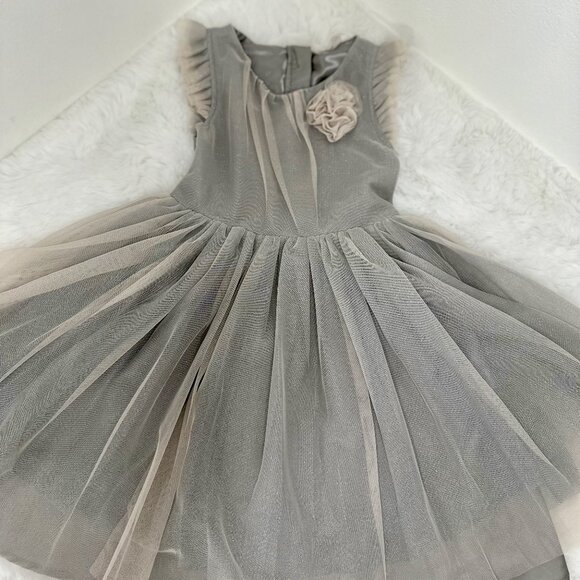H&M Other - H&M Girls Gray Tulle Party Dress with Floral Accent